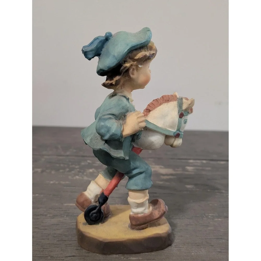 Vintage giddy up 6.5 inch resin boy on toy horse